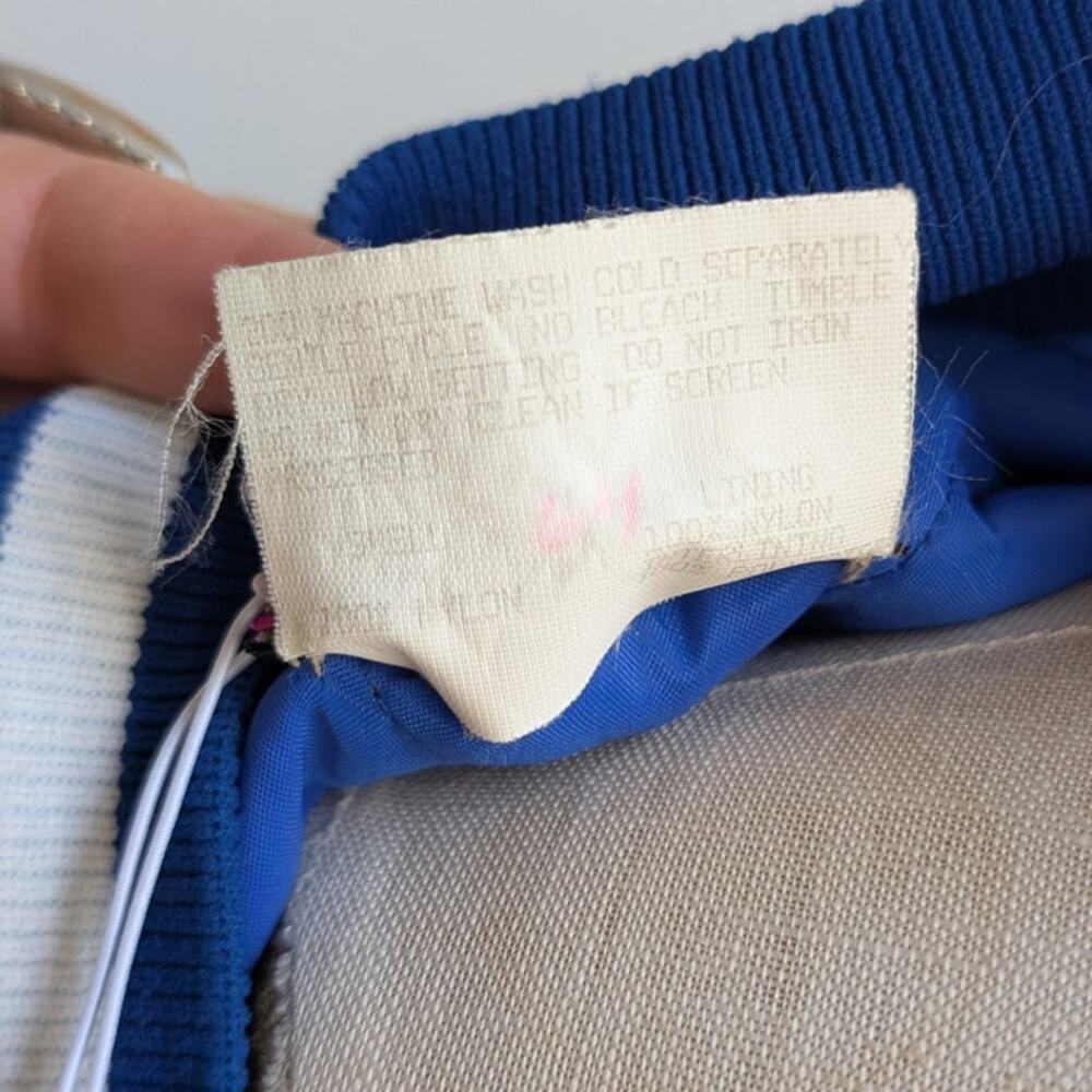 Vintage Blue Varsity Bomber Jacket Preppy Liberty Drill Team Sporty Coat Medium - Picture 12 of 16
